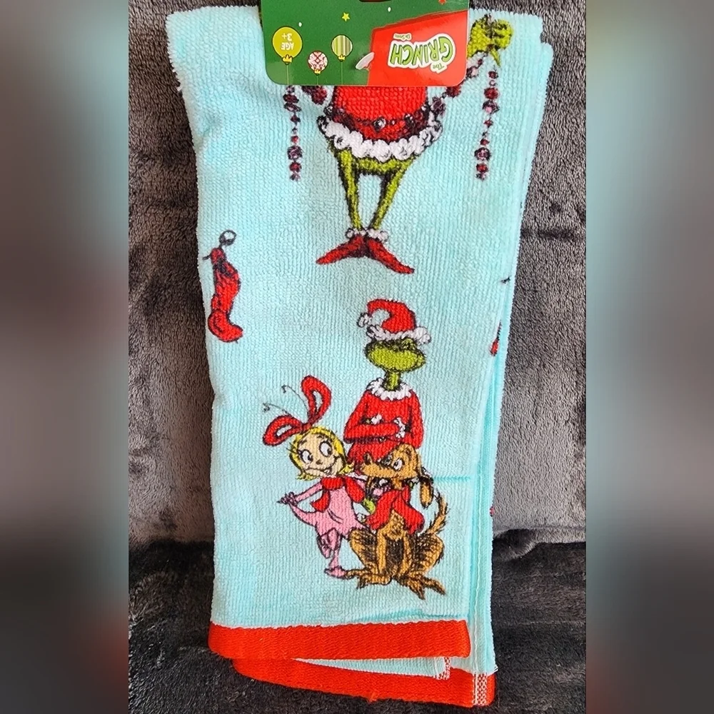 New Christmas dr Seuss The Grinch 2pk Hand Towel, 15' x 25', blue, 100% cotton